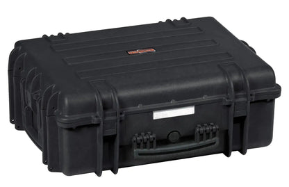 The Explorer 5822, a large black hard-shell waterproof case with a handle, secure latches, and protective foam interior, is set against a white background.