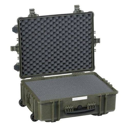 The Explorer 5823 is a hard-shell waterproof case with an open lid, featuring a protective foam interior and egg-crate padding to keep your items secure.