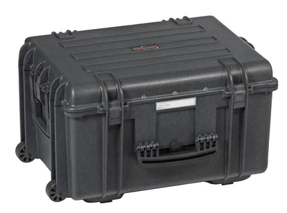 The Explorer 5833 is a black hard plastic waterproof case with wheels and a handle, shown closed and angled, providing reliable protection for your equipment.