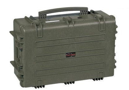 The Explorer 7630 is an olive green hard-shell waterproof case featuring a top handle, secure latch system, and customizable foam interior for enhanced protection.