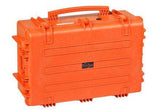 The Explorer 7630 is a bright orange waterproof case with a hard-shell exterior, secure latches, carry handle, and customizable foam interior, shown upright against a white background.