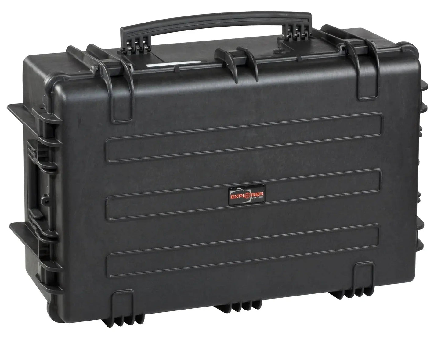 The Explorer 7630 is a black, hard-shell waterproof case with a handle, secure latches, reinforced corners, and customizable foam interior—ideal for safely transporting and protecting your equipment.