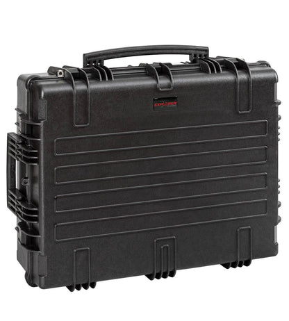 The Explorer 7726 is a black polypropylene hard-shell case with top and side handles and secure latches, ideal for safe equipment transportation.