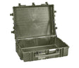 The Explorer 7726 is a large, open, hard-shell green polypropylene case with latches, a handle, and an empty interior—ideal for equipment transportation.