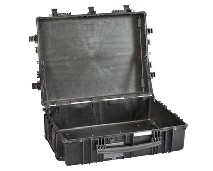 The Explorer 7726 is a large black polypropylene case with a hinged lid, featuring an empty padded interior—perfect for safely transporting equipment.