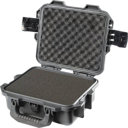 The iM2050 Storm Case is a hard plastic case with foam padding, shown open with unlocked latches and front handle; this crushproof case keeps your gear reliably protected.