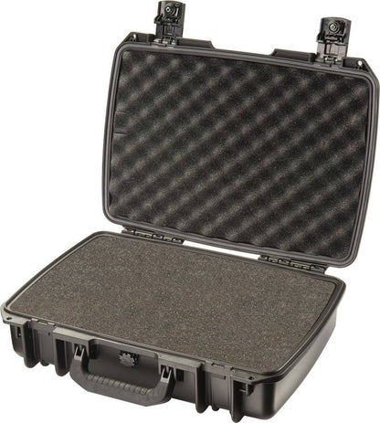 The iM2370 Storm Laptop Case is a black PELI hard-shell, crushproof case with foam padding inside, shown open with an empty interior and secure latches.