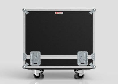 The Large Engine Case is a black and silver equipment case on wheels with metal edges and reinforced corners, displayed against a plain light background. Its internal dimensions are 860 x 710 x 710 mm.