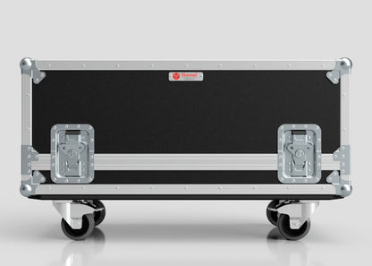 The Medium Gearbox Case is a black and silver rolling equipment case with metal reinforcements and two latches. It serves as a sturdy storage box, featuring internal dimensions of 940 x 450 x 400 mm, shown against a plain light background.