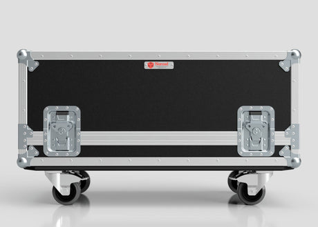 Motorsport Gearbox Flight Case | 940 x 450 x 400 mm (Internal): Black rectangular case with metal edges, two latches, and four caster wheels—perfect for motorsport logistics. Displayed on a plain light background.