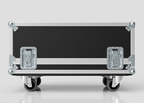 The Motorsport Gearbox Flight Case | 940 x 450 x 400 mm (Internal), shown in black and silver with metal reinforcements and latches, is ideal for motorsport logistics or as a secure racing gearbox case.