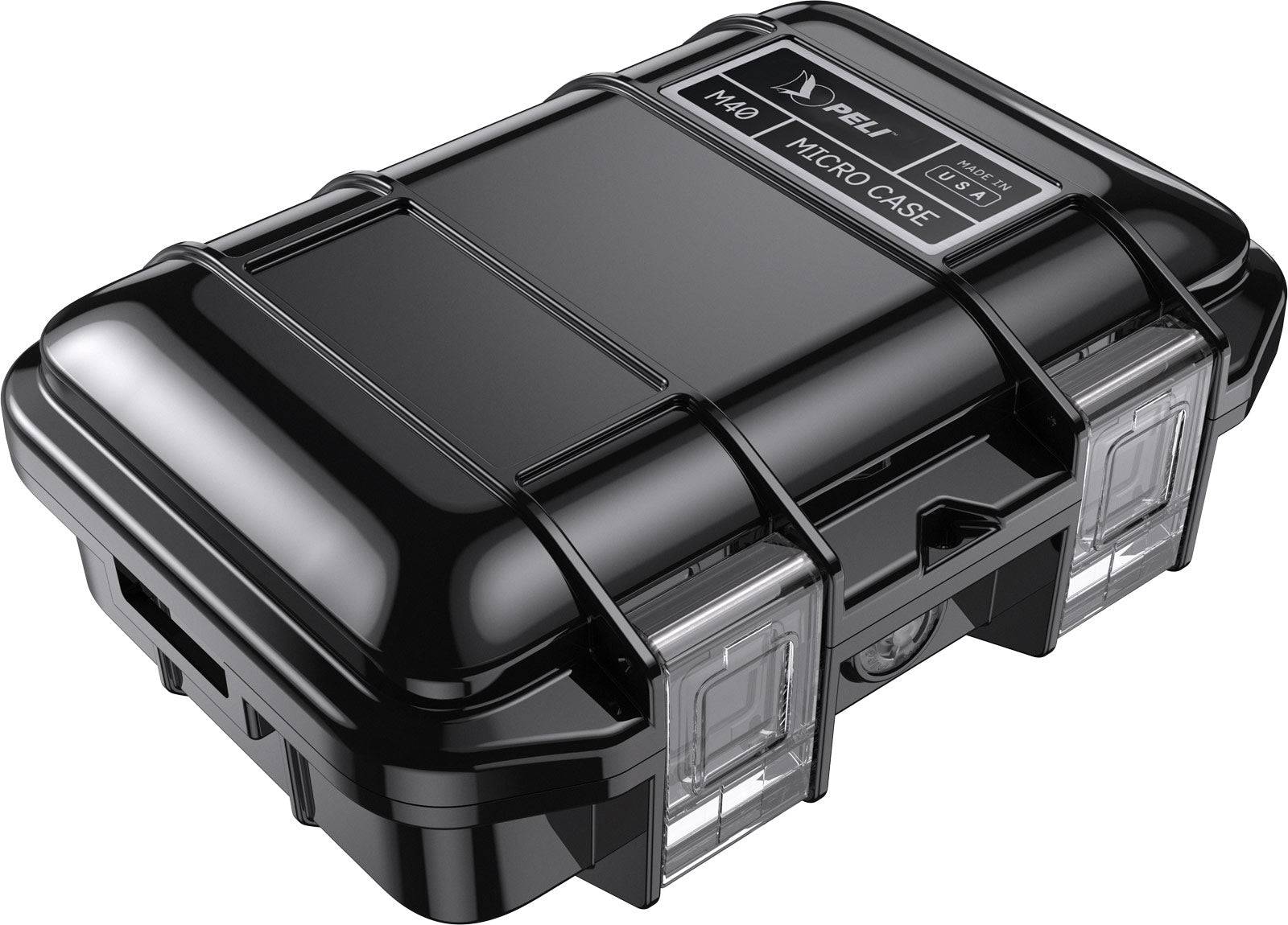 The M40 PELI Micro™ Case is a black waterproof and crushproof case with clear secure latches, designed to protect your small items.
