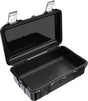 The M60 PELI Micro™ Case, made of black hard plastic and featuring two metal latches, is shown open with an empty interior. It provides IP67-rated waterproof and crushproof protection for your valuables.