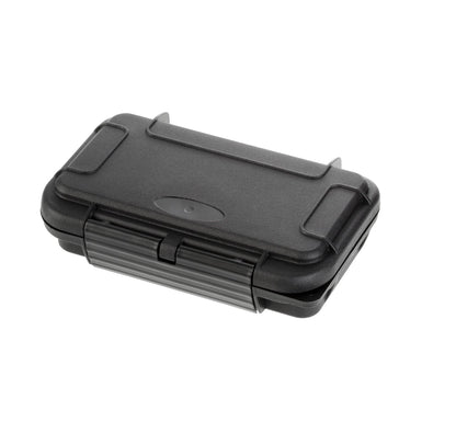 The MAX001 is a closed black polypropylene copolymer case with a hinged lid and latches, shown on a white background, providing reliable IP67 waterproof protection for your gear.