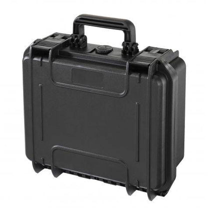 The MAX300 is a black hard plastic protective carrying case with a handle, secure latches, and an automatic pressure release valve, shown closed and standing upright.