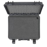 The MAX380H115 Laptop Case is a black hard-shell, watertight case with foam padding in the lid and a flat foam insert in the base, offering secure gear protection with a tight seal.