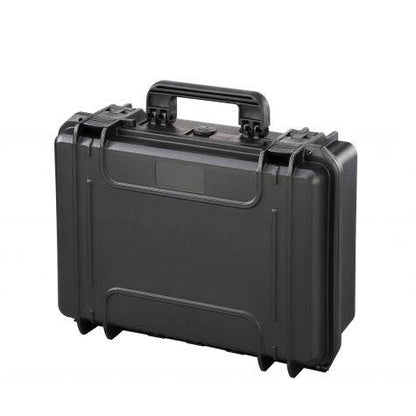 The MAX430 is a black hard-shell protective case with a handle, latches, and a watertight seal, designed for secure storage and transport of sensitive equipment.