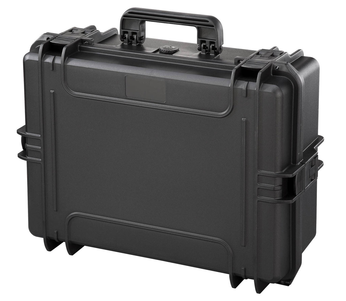 The MAX505PU Tool Case is a black hard-shell plastic, watertight case with a handle and secure latches, shown closed and upright.