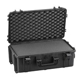 The MAX520 is a black hard-shell watertight case featuring an open lid with egg-crate foam inside, secure front latches, and a built-in pressure release valve for reliable protection.