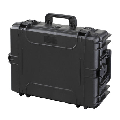 The MAX540H190 is a black watertight case with a durable body, handle, and secure latches, shown closed against a white background.