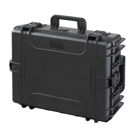The MAX540H190 is a black watertight case with a durable body, handle, and secure latches, shown closed against a white background.