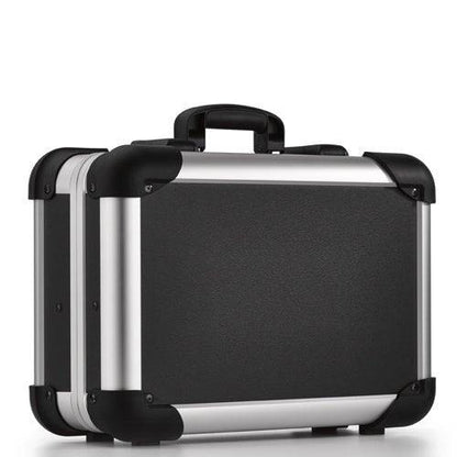 The Robust 50100N is a black hard-shell case with metal edges, reinforced corners, and custom CNC foam fittings, shown against a white background.