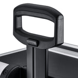 Close-up of a black plastic handle on a metal telescopic rod, with part of the Robust 50200N (555 x 425 x 235) case visible—perfect for protecting gear with custom foam fittings.