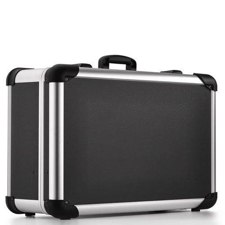 A closed, hard-shell Robust 50300N case with black finish, silver trim, and a black handle is shown on a white surface, featuring custom CNC foam inserts for enhanced protection.