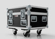 The Single Chainmaster 1 Ton Chain Hoist Case is a black and silver rolling equipment case with metal edges, corner protectors, four latches, and caster wheels. Its external dimensions are 684 x 597 x 575 mm.