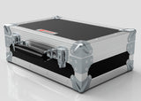The Single Laptop Case With Storage Compartment is a sturdy silver and black metal briefcase with reinforced corners, handle, secure latches, and external dimensions of 429 x 289 x 162 mm, ideal for precise product sizing needs.