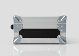 The Single Laptop Case With Storage Compartment is shown closed in silver and black with metal-reinforced corners, set against a plain light background to highlight its external dimensions of 429 x 289 x 162 mm.