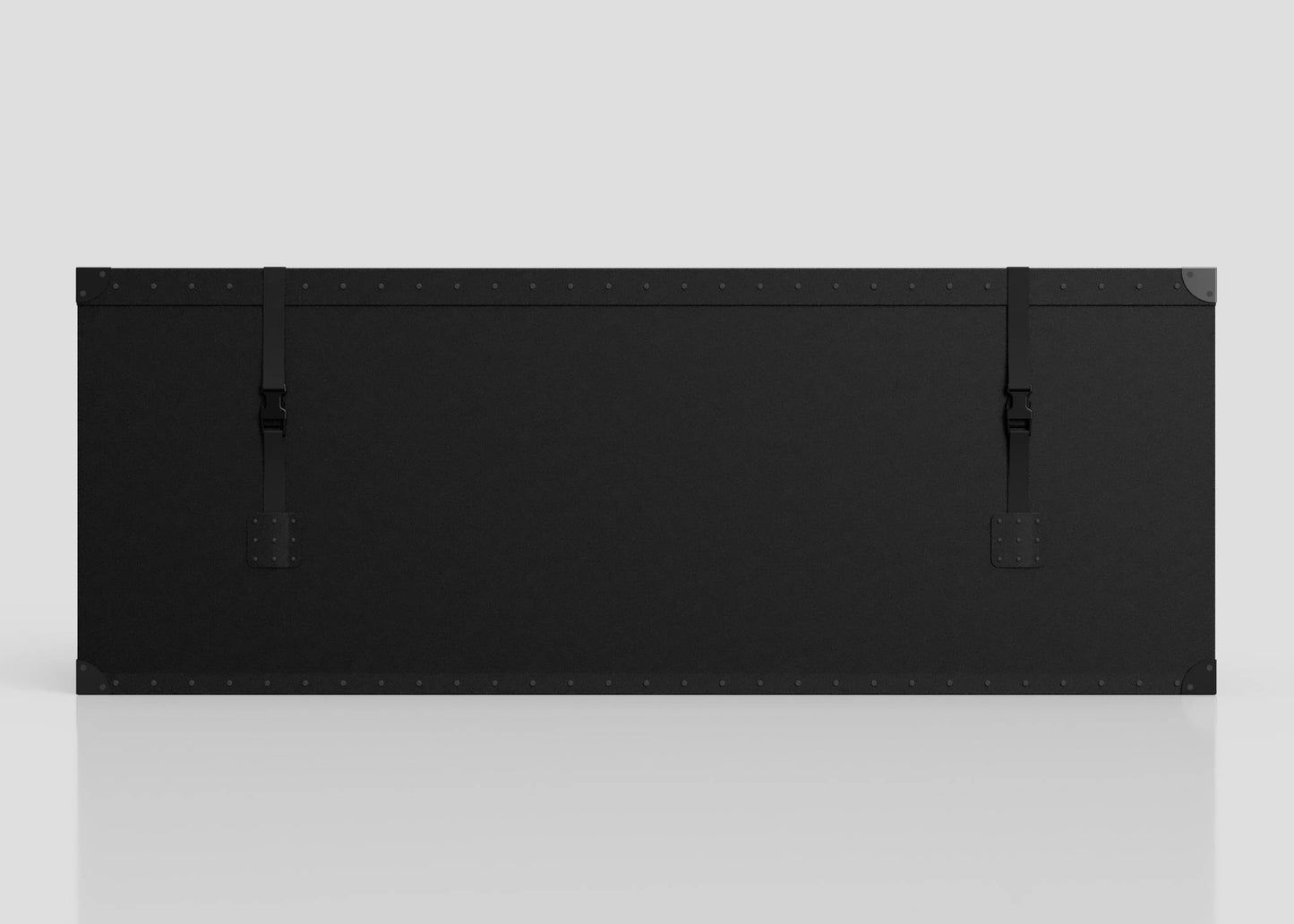 The Standard Long Storage Box - Extra Large is a large, rectangular black case with webbing side release buckles and metal corner protectors, shown against a plain white background.