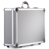 The Supreme 99600 is a silver aluminium frame case with reinforced corners and a sturdy handle for easy carrying. Shown closed and upright on a white background, it includes custom CNC foam for secure storage.