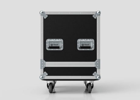 A Suzuki Hayabusa Engine Case in black and silver with two handles and metal corner reinforcements, internal dimensions 568 x 537 x 613 mm, shown against a plain white background.