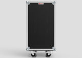 The Nomad Cases TM Whiteboard Drawer Case is a black, rectangular case with metal-reinforced corners and four caster wheels, designed for easy transport, shown against a plain light gray background.