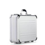 The VDK 97300 is a silver aluminium case with metallic corners, a handle, and custom CNC foam fittings, shown standing upright on a white background.