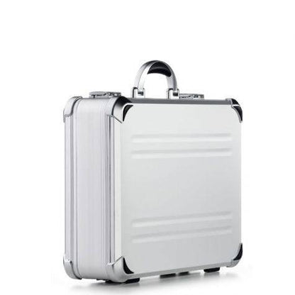 The VDK 97300 is a silver aluminium case with metallic corners, a handle, and custom CNC foam fittings, shown standing upright on a white background.