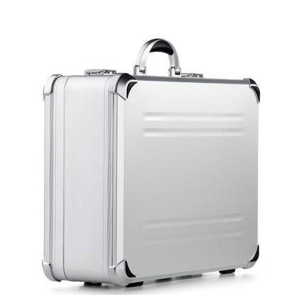 The VDK 97800 is a silver aluminium case with reinforced corners, a black handle, and custom CNC foam fittings, shown standing upright on a white background.