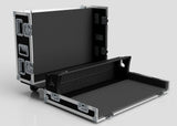 The Yamaha DM7-EX Compact Flight Case | Heavy-Duty 3-Part Touring Case, shown open with metal edges and latches, features a padded interior and detachable front panel—perfect for safe gear transport.